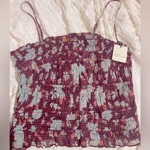 NWT Free People Meridien Corset Top. Smocked button front crop top.